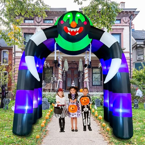 10FT Giant Halloween Inflatable Spider Arch Outdoor Decor with LED Lights