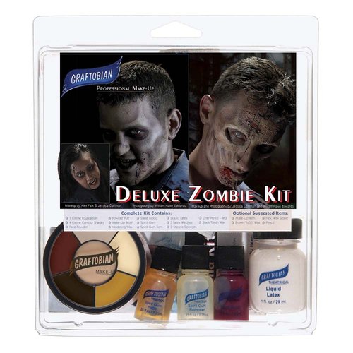 Graftobian Deluxe Zombie Makeup Kit - Expanded Theatrical Makeup Kit for Costumes, Cosplay, and Halloween