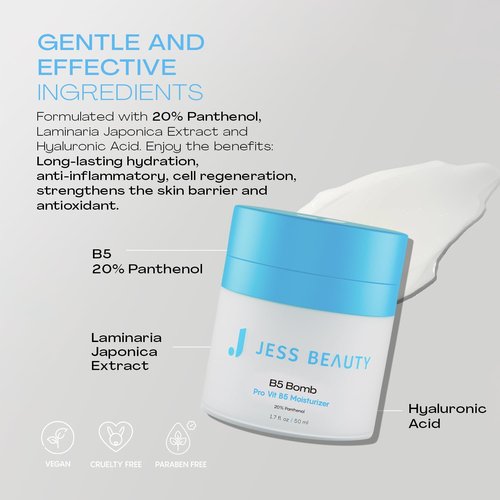 JESS BEAUTY | B5 Bomb Pro Vitamin B5 Face Moisturizer | Hydrating Vegan Cream | 50 ml