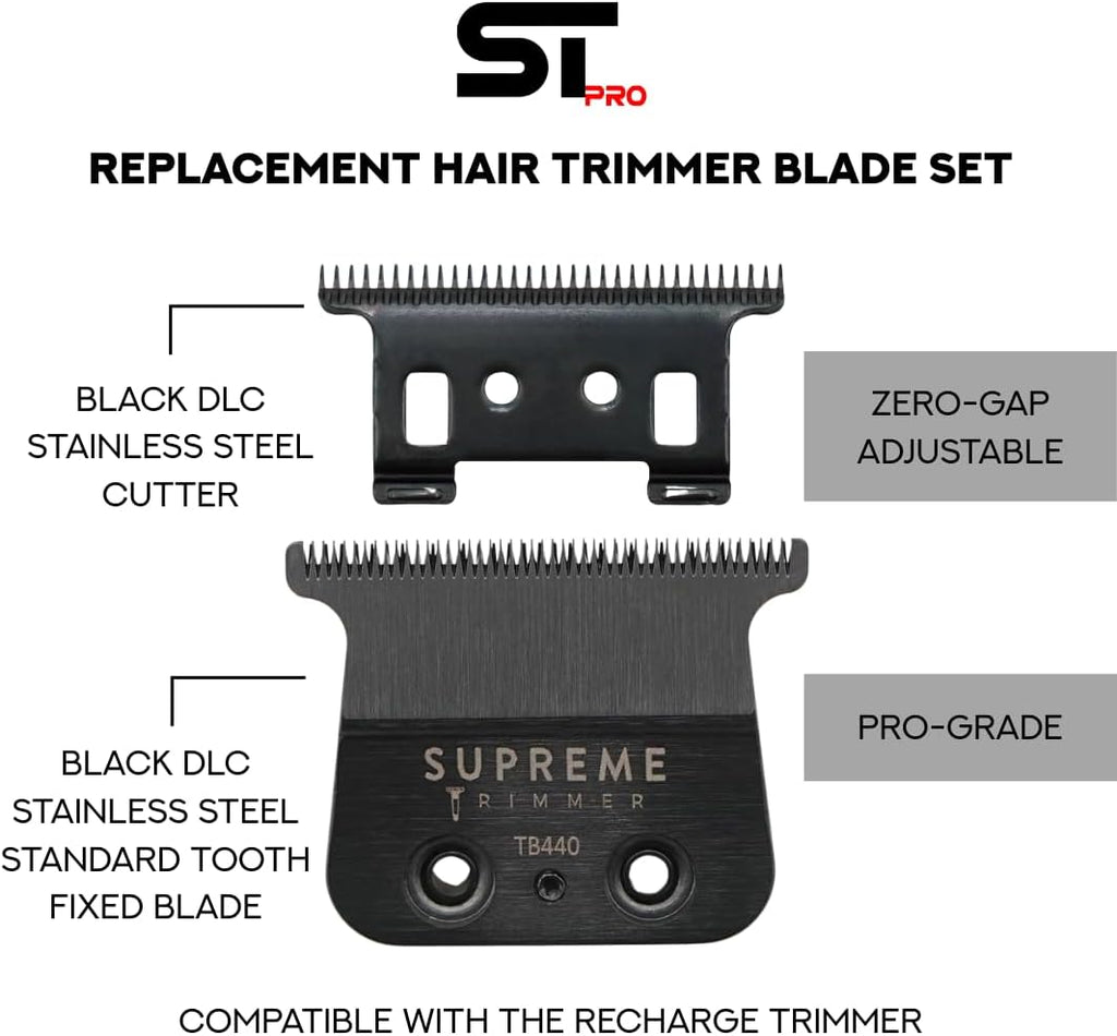 Supreme Trimmer T-Blade TB440 - 0 Gap Adjustable DLC Coated Stainless Steel Replacement Blade