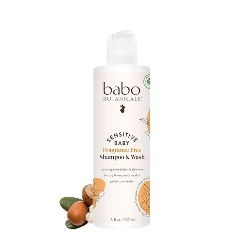 Babo Botanicals 2-in-1 Fragrance-Free Shampoo & Wash - Gentle Shea Butter & Aloe Vera - EWG Verified, Vegan