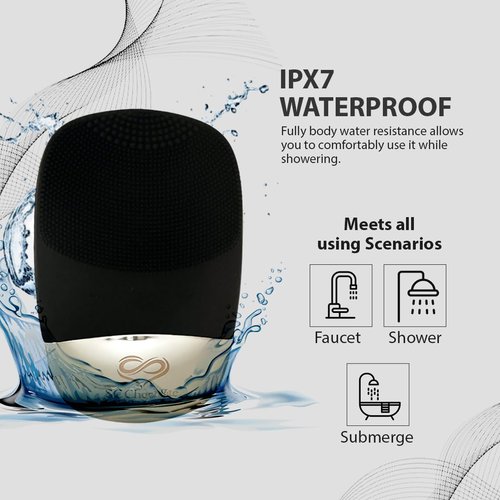 SC Chocolate Facial Cleansing Brush | 3-in-1 Electric Face Scrubber | USB Rechargeable Face Cleansing Brush | IPX7 Waterproof | Blackhead Remover | Deep Cleansing & Exfoliating (Black)