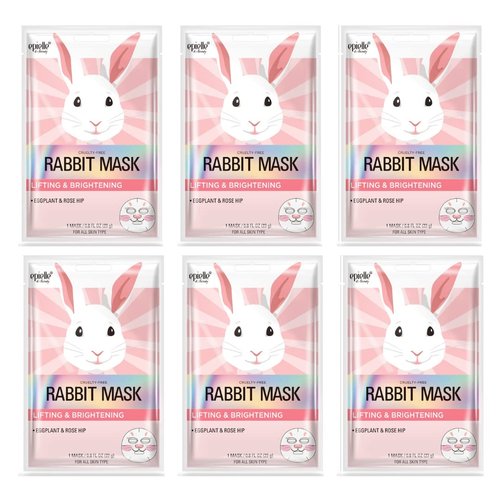 Epielle Rabbit Character Face Masks - Fun Korean Skin Care for Spa Parties | 6 Pack Ideal for Gifts
