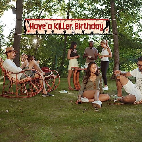 Halloween Birthday Banner - Spooky Vampire Horror Yard Decor for Parties