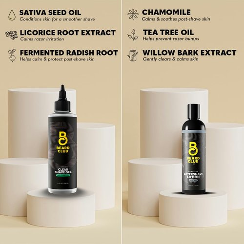 Beard Club Straight Razor for Men, Shaving Gel & Aftershave for Men – Hydrating Mens Shave Cream, Soothing After Shave Lotion & Navajas Para Barbero - Barber Straight Edge Razor Kit - Gift Kit