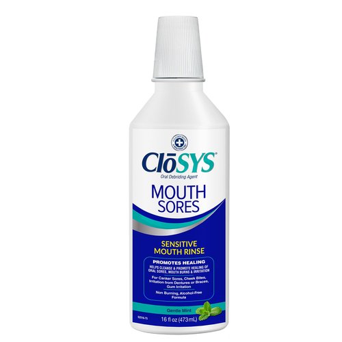 CloSYS Hydrogen Peroxide Mouthwash, 16 oz, Canker Sore Mouthwash, Alcohol-Free, Non-Burning, Cleanses and Heals Mouth Sore Rinse