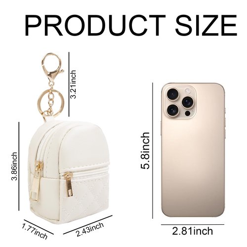 AIBFRID 4Pcs Mini Backpack Keychain,Cute Cosmetic Bag for Women Christmas Gifts,PU Leather Makeup Bag Key Pocket Lipstick Bag Card Holder Data Cable Organizer Zipper Pouch (black beige pink gray)