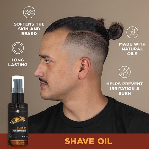 Suavecito Shave Oil - Softens Skin & Beard, Prevents Irritation - 1 oz Pump Bottle with Natural Ingredients