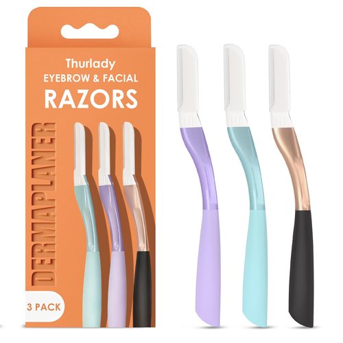 THURLADY Dermaplane Razor for Women Face, Reusable Dermaplaning Tool, Exfoliating Face Razors for Women, Peach Fuzz Remover, Gently Remove Fine Facial Hair for Smoother Skin, 3 Pack