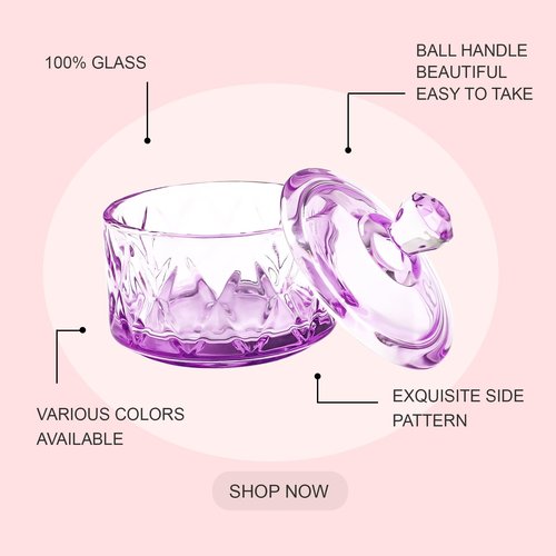 BOMOQING Nail Dappen Dish with Lid, 60ml Large Nail Monomer Dish, Glass Nail Cup for Holding Acrylic Liquid Acrylic Nail Powder Nail Decor Monomer Acrylic Nail Liquid (Purple)