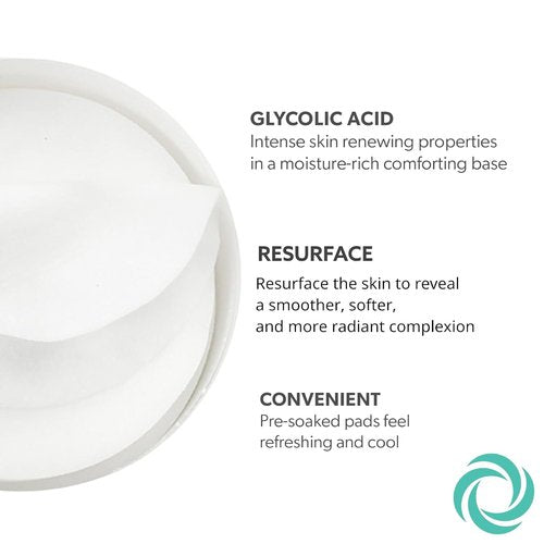 Serious Skincare Glycolic Acid Treatment Pads - Exfoliating Face Discs with Vitamin E & Aloe | 2 Pack (60 Pads Each)