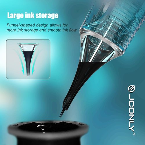 JCONLY VETAR TATTOO CARTRIDGE NEEDLES - 20Pcs Tattoo Needles #10 Bugpin 3 Round Liner Tattoo Cartridges 1003RLL Tattoo Needles Diameter 0.30mm Long Taper 5mm Cartridges