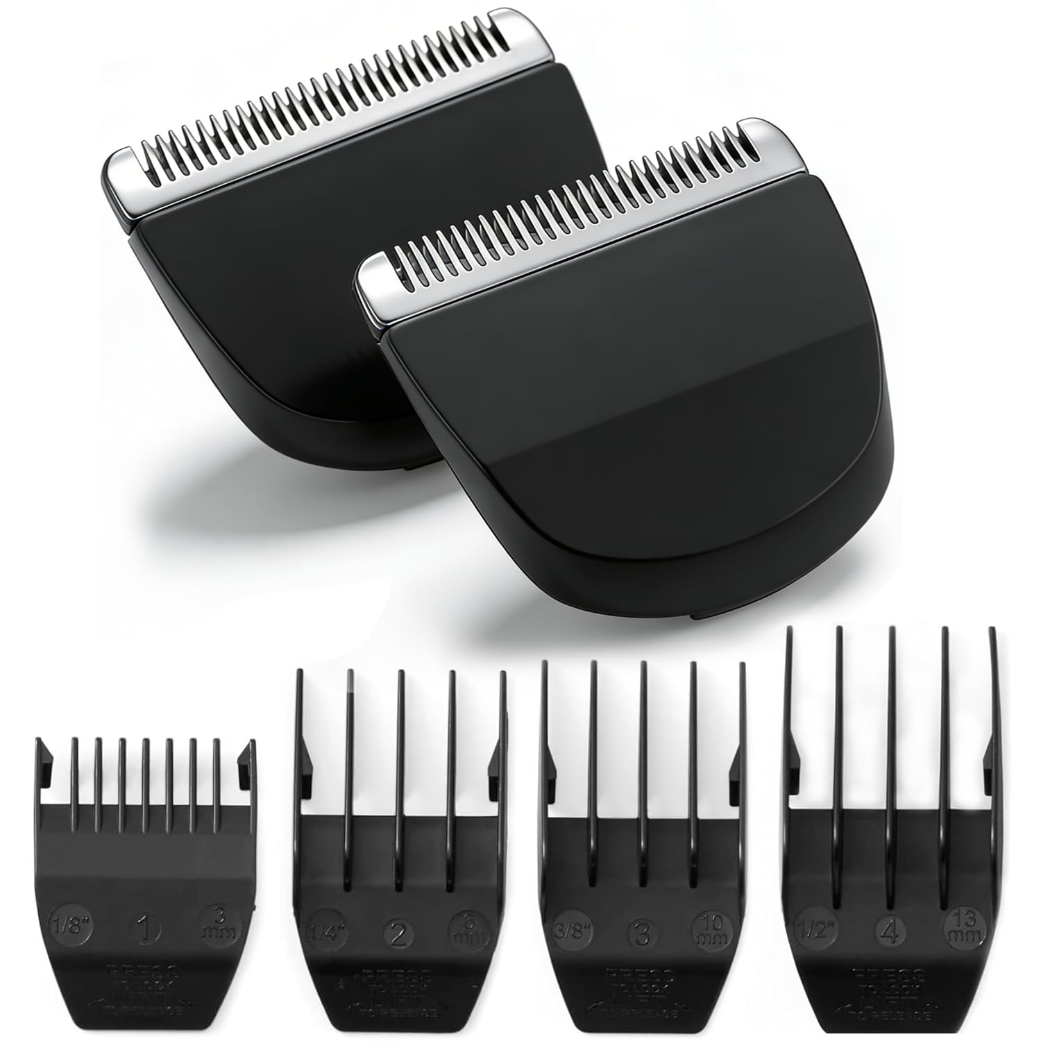 Wahl Peanut Clipper Blades - 2 Pack Professional Replacement Blades with 4 Guards | Smooth Cutting, Black