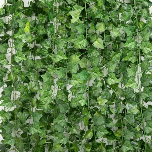 72 Pcs Artificial Ivy Vines Garland - 496ft Green Fake Foliage for Wall & Fence Decor