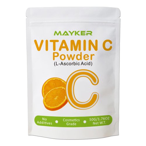 MAYKER Ultra Fine Vitamin C Powder For Face, 1.76oz, Pure Cosmetic Grade L-Ascorbic Acid Powder For DIY Skincare, Serums & Creams