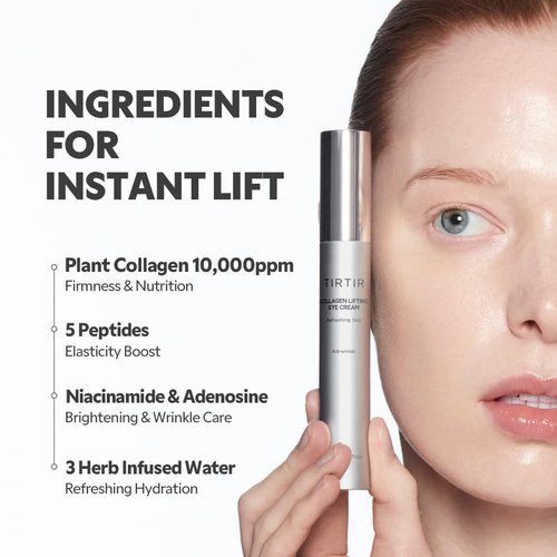 TIRTIR Collagen Lifting Eye Cream - Roller Applicator, Wrinkle Spot Treatment, Revitalizing Moisturizer,Tightening Under Eye For Wrinkles,Fine Lines, Under Eye Bags, Lift Treatment For Men & Women