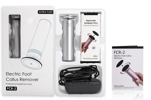 Upgraded Electric Foot Callus Remover 1200rpm, Professional Electric Pedicure Tools Foot Filer Sander for Dead Skin Cracked Heels, Adjustable Speed, 60 Replaceable Sandpaper Discs, FCR-2 Silver