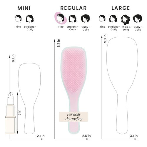 Tangle Teezer Ultimate Detangler Brush Duo - Fine & Fragile Hair Care, Purple & Pink/Mint
