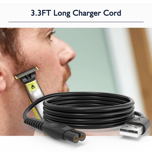 Philips Norelco Charger Cord - 5V Power Cable for OneBlade QP2724, QP1924, QP2834 | 2-Pack Replacement