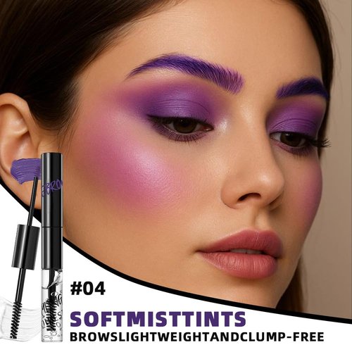Skiennix 2-in-1 Semi-Permanent Eyebrow Gel - Waterproof Tinted Brow & Lamination Gel | 24HR Hold, Clear (04#Purple)