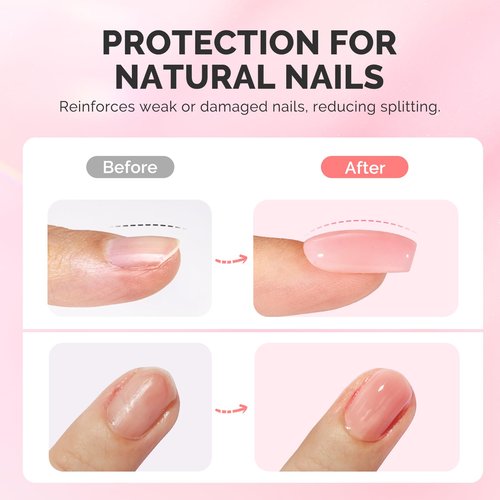 MelodySusie Builder Gel Nail Set for Nails Thickening,6 Colors 15ML Nude Pink Base Colors Clear Rubber Base Gel Polish,Soak Off UV Extension,Rhinestone Nail Glue in a Bottle Gift for Women