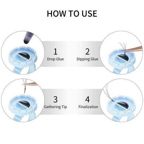 Miuffue Glue Rings for Eyelash Extensions, 300 Pcs Smart Holder Easy Fanning Cups for Volume Lashes, Blue