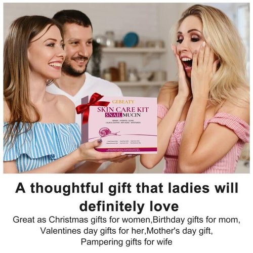 Skin Care Set,6 Pcs Korean Snail Mucin Essence Anti-aging Moisturize Repair Soothe Hydrate,Glass Skincare Gift Kit for Dull & Dry Skin,Self Care Skincare Gifts for Women Mother Mom Wife Teenage Girls