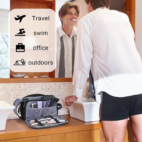 Txinrbaod Travel Toiletry Bag for Men Toiletry Bag Dopp Kit Water-resistant Shaving Bag Large Travel Toiletry Organizer Travel Essentials Black