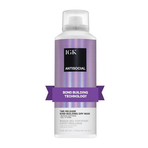 IGK Antisocial Bond-Building Dry Hair Mask - Revive Damaged Hair with Vegan Protein Treatment | 5 Oz