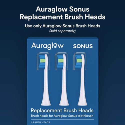 AURAGLOW Sonus Electric Toothbrush, 5 Cleaning Modes, 2 Brush Heads & Travel Case, 40,000 VPM Sonic Toothbrush & Wireless Charging, 30-Day Battery Life with Smart Timer, Black