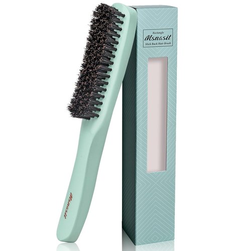 Skiennix Professional Edge Control Brush - Boar Bristle Hairbrush for Smoothing Frizz & Flyaways | Green