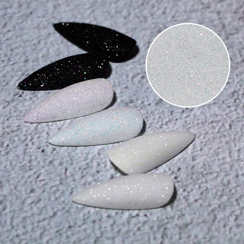 White Glitter Nail Powder for Nail Art and Enhancements - 3-4g