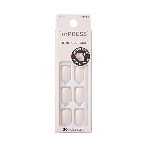 KISS imPRESS Press-On Nails - No Glue, Short Squoval Shape, Point Pink Color | 30 Nails & Accessories Included