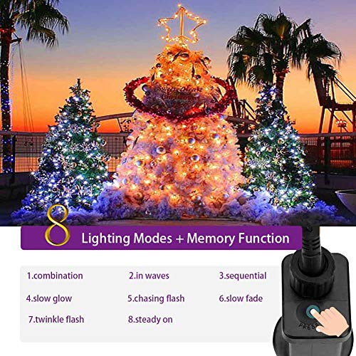 Pure White LED Christmas String Lights 99ft with Black Cable & 8 Modes - Outdoor Indoor Decor