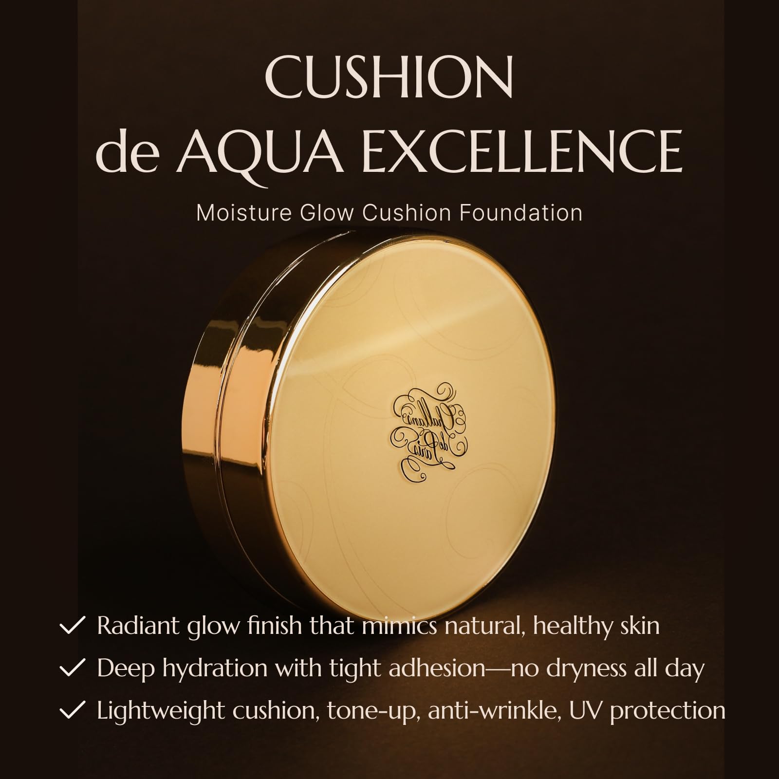 [CHALLANS de PARIS] Cushion de Aqua EX – Dewy Glow Cushion Foundation, Natural Radiance & Hydration, Buildable Coverage, Lightweight Cream Texture, 23 Natural Beige, 0.53 oz