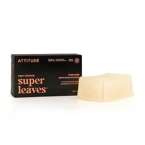 ATTITUDE Bar Soap | Natural Body Wash for Men with Avocado Oil | EWG Verified, Patchouli & Bourbon, 4 Oz