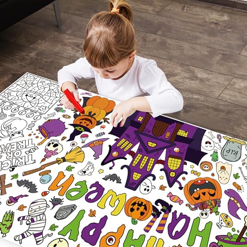 Halloween Coloring Poster for Kids - Large Tablecloth & Craft Activity - Variation of THIS listing