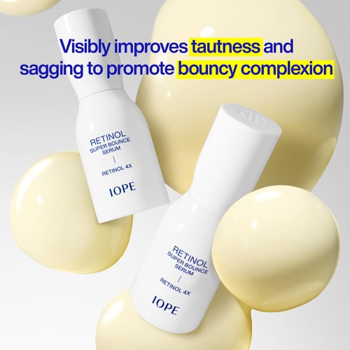 IOPE Retinol Super Bounce Serum | Korean Retinoid Eye Treatment for Anti-Aging, Beginner Friendly, Reduction in Fine Lines & Wrinkles, Firming and Rejuvenating, Daily Glow Routine, 1.01 Fl Oz.