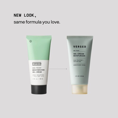 Versed Dew Point Gel Moisturizer For Face - Antioxidant-Rich Gel Cream with Green Tea Extract + Aloe Leaf Juice - Fast Absorbing, Non-Greasy Hybrid Facial Cream for Dry Skin, Vegan (2 fl oz)
