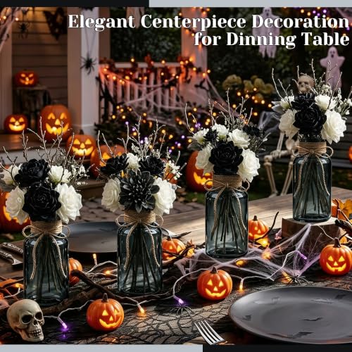 Black Mason Jar Glass Vases 6 Pack - Elegant Centerpieces for Flowers - TAOZIMA