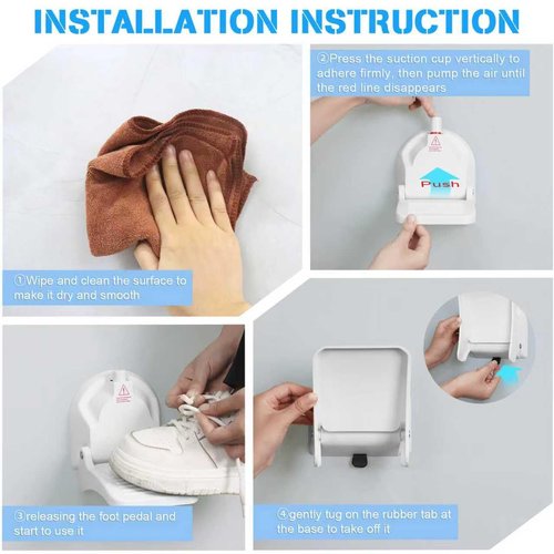 Foldable Shower Foot Rest with Suction Cup for Shaving Legs，Anti-Slip Shower Pedal with No Drilling Suction Cup for Pregnant Woman & Back Pain Sufferers- Reduce Body Strain & Bending Over
