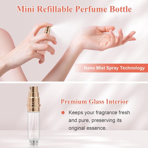 Coxotom Refillable Travel Perfume Bottle – Fine Mist Atomizer, Bottom Fill, Genuine Leather Shell, TSA Approved, For Daily Refresh & Travel (Black, 5ml)