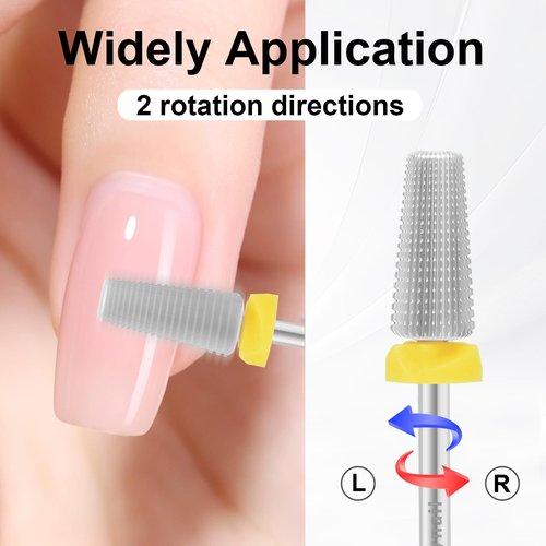 Cnynail 5 in 1 Nail Drill Bit, Tungsten Carbide Multi-Function Bit for Acrylic Nails, Hard Gels, Cuticles Removal, 3/32" Shank, Two-Way Rotation for Left & Right-Handed Use (XF Grit, SILVER)