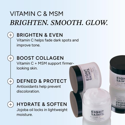 Eight Saints Skincare Cloud Whip Vitamin C Face Moisturizer - Natural Anti-Aging Cream for Women | 2 Ounces