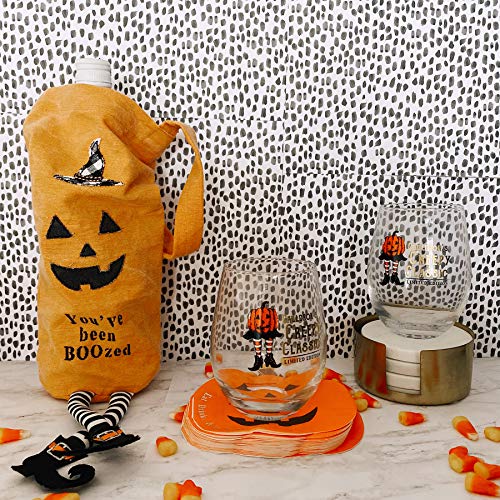 Mud Pie Halloween Pumpkin Wine Glass 16 oz Stemless Drinkware