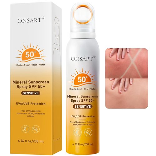 Skiennix Mineral Sunscreen Spray SPF 50+ | Reef Safe, Broad Spectrum UVA/UVB Protection, 6.76 fl oz