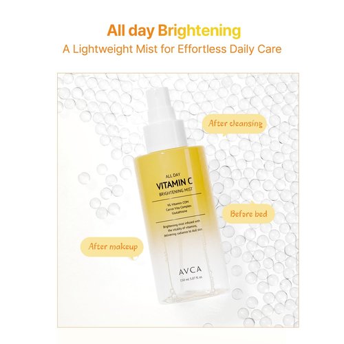 AVCA All Day Vitamin C Brightening Face Mist – Hydrating & Revitalizing Facial Spray with Glutathione & Vitamin Complex, Korean Skincare for Radiant Soothing Glow, 5.07 fl oz