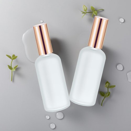 Olutacot 32 Pcs Glass Spray Bottle - Empty Frosted Reusable Perfume Bottle Cosmetic Container With Fine Mist Sprayer Pump for Travel Face Body Sprays (Rose Gold)