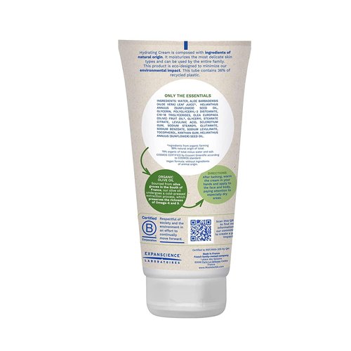 Mustela Organic Hydrating Cream - Natural Body Lotion with Olive Oil & Aloe Vera - Fragrance-Free, EWG Verified - 5.07 oz.