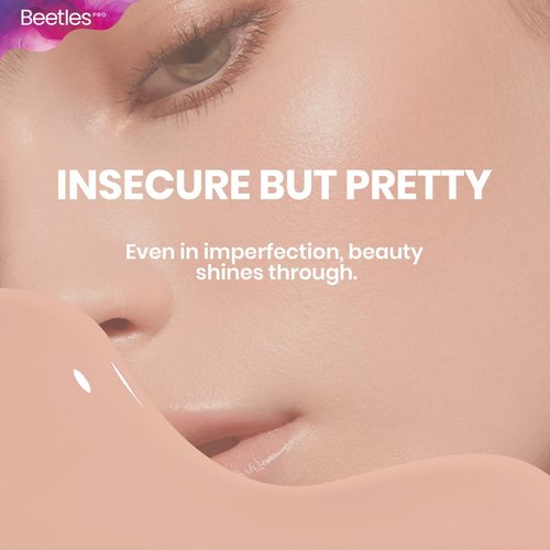 Beetles Pro Nude Gel Polish - Insecure but Pretty, 20ml Milky Pink Jelly Gel Polish Blush Pink, Professional Nail Tech Formula, High Pigment Soak Off UV LED Long Lasting